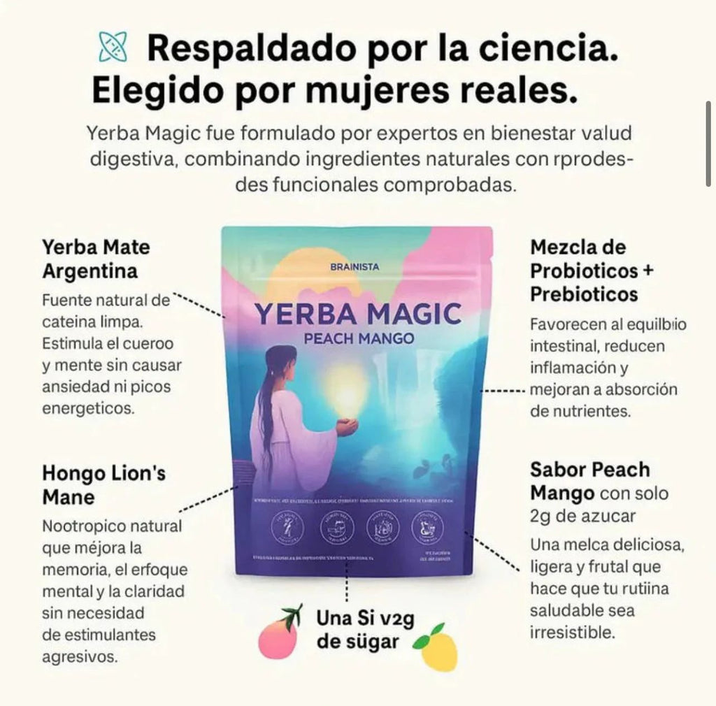 Yerba magic peach mango™ Enfoque natural digestion equilibrada y bienestar diario