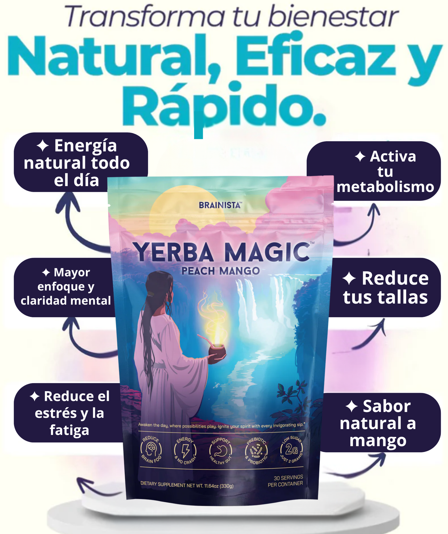 Yerba magic peach mango™ Enfoque natural digestion equilibrada y bienestar diario