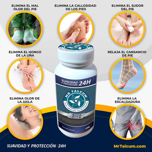 MrTalcum - Talco 7 en 1🌿 Anti: Olor, hongo, sudor, callosidad, olor axila, escaldadura