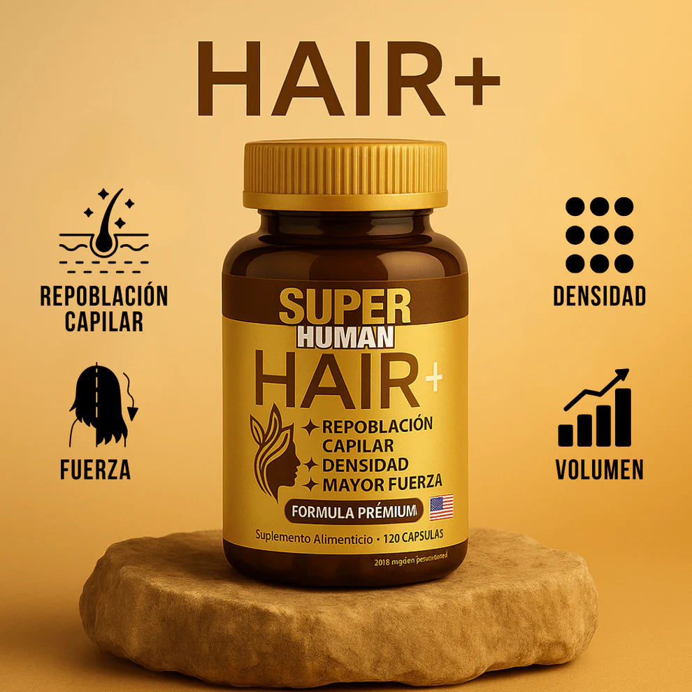 Cápsulas para Crecimiento Capilar con Hierro Hemo, Biotina y Quercetina para Crecimiento, Densidad y Fuerza – Fórmula Avanzada (120 Cápsulas) – SuperHuman™